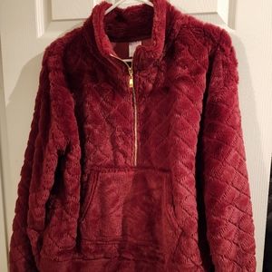 Faux fur half zip jacket